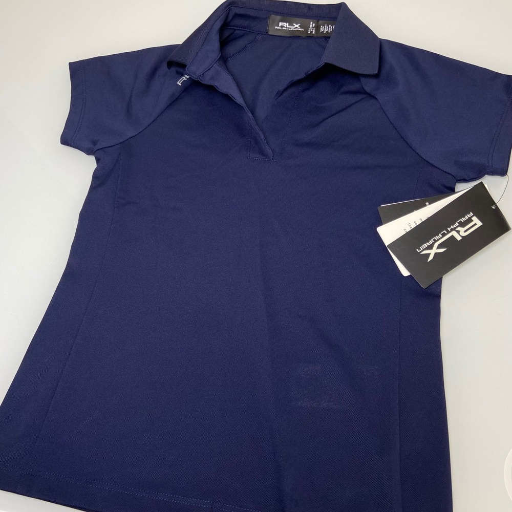 RLX Ralph Lauren Girls Size 7 Navy Blue Performance Polo Shirt NEW Short Sleeve